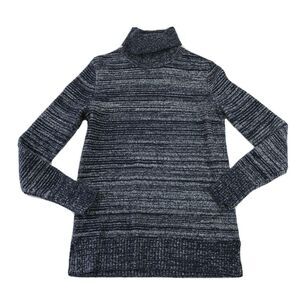 J. Crew Womens XS Sweater Knit Pullover Wool Space Dye Blue Casual Turtleneck